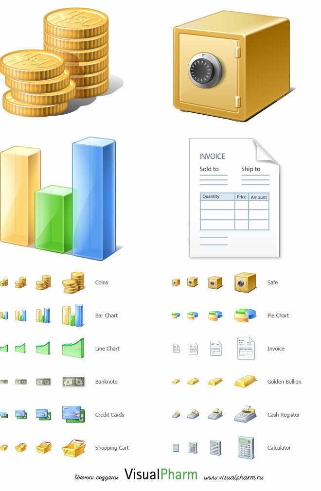 Бесплатные финансовые иконки Windows 7. Монеты, счета, диаграммы, кредитные карты и т.д. Много других бесплатных иконок различных тематик!